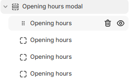 Opening hours modal delete block