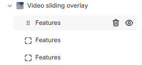 Video sliding overlay delete block
